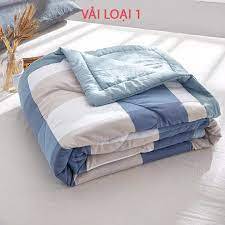[BH 1 NĂM] Chăn mền cotton chần bông dùng 2 mặt giặt được máy giặt đắp thoáng mát 1.4x2m cao cấp