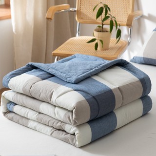 [BH 1 NĂM] Chăn mền cotton chần bông dùng 2 mặt giặt được máy giặt đắp thoáng mát 1.4x2m cao cấp