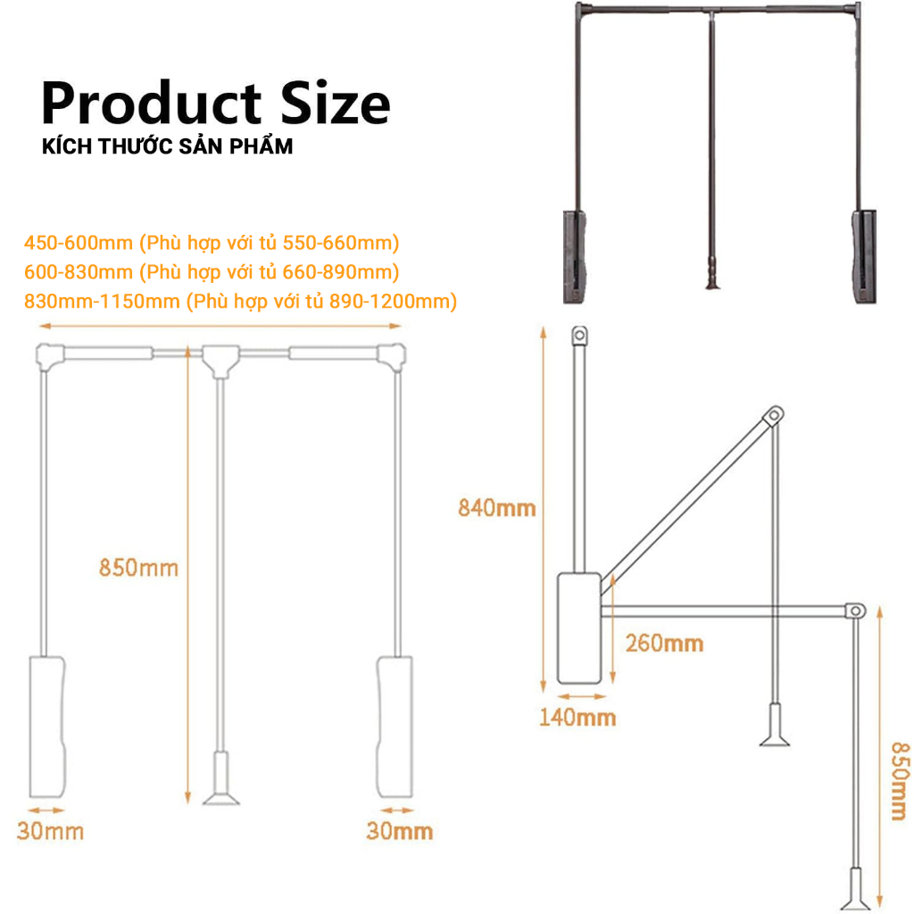Giá treo quần áo nâng hạ có trợ lực - giúp kéo lấy đồ không tốn sức | BigBuy360 - bigbuy360.vn