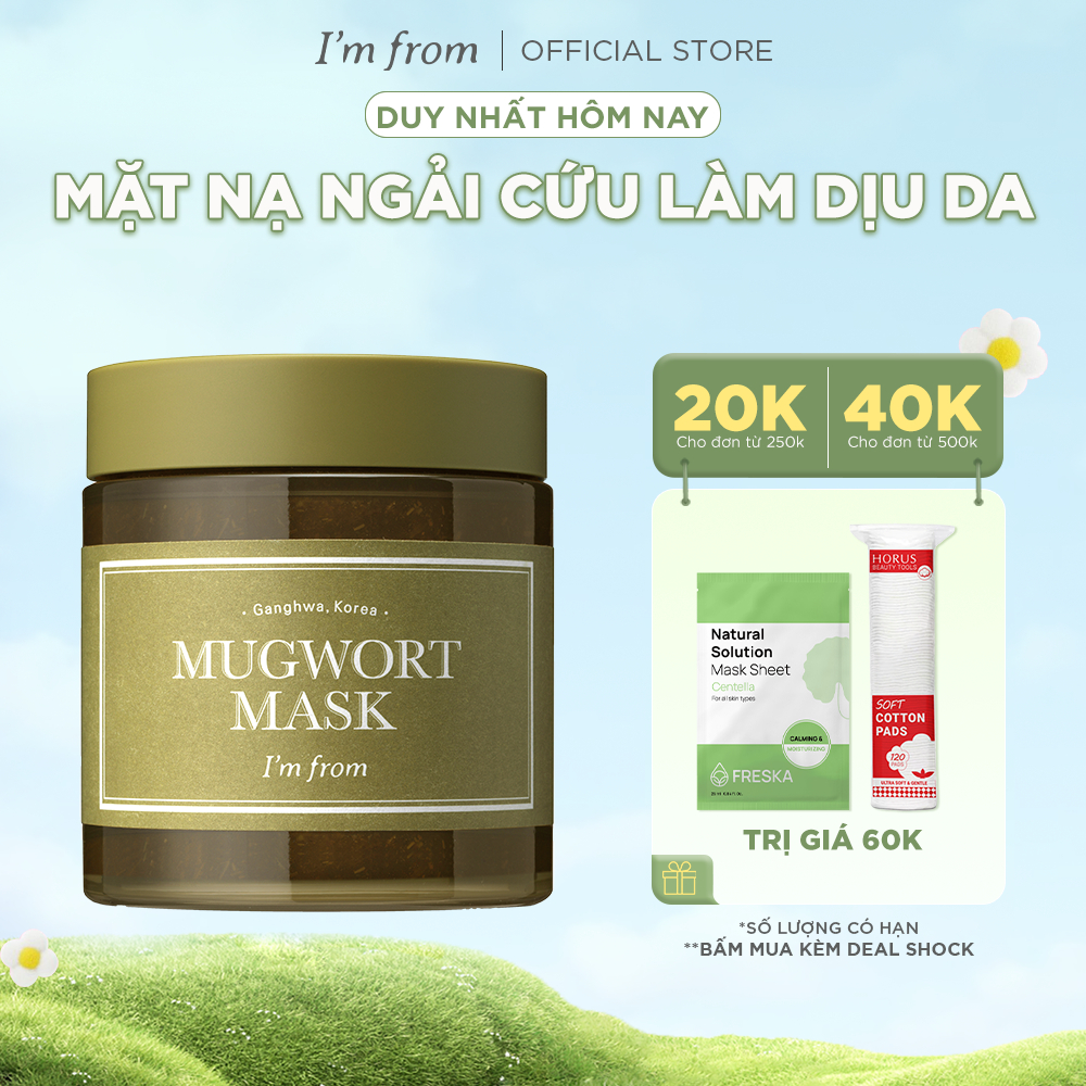 Ảnh Mặt nạ ngải cứu loại bỏ tế bào chết và làm dịu da I'm From Mugwort Mask 110g 1