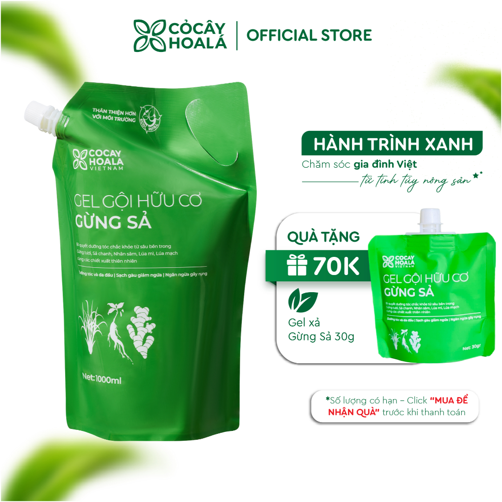 Ảnh Túi Refill Gel Gội Thảo Dược Gừng Sả 1000g Ngăn Tóc Bết Dầu Cỏ Cây Hoa Lá 1
