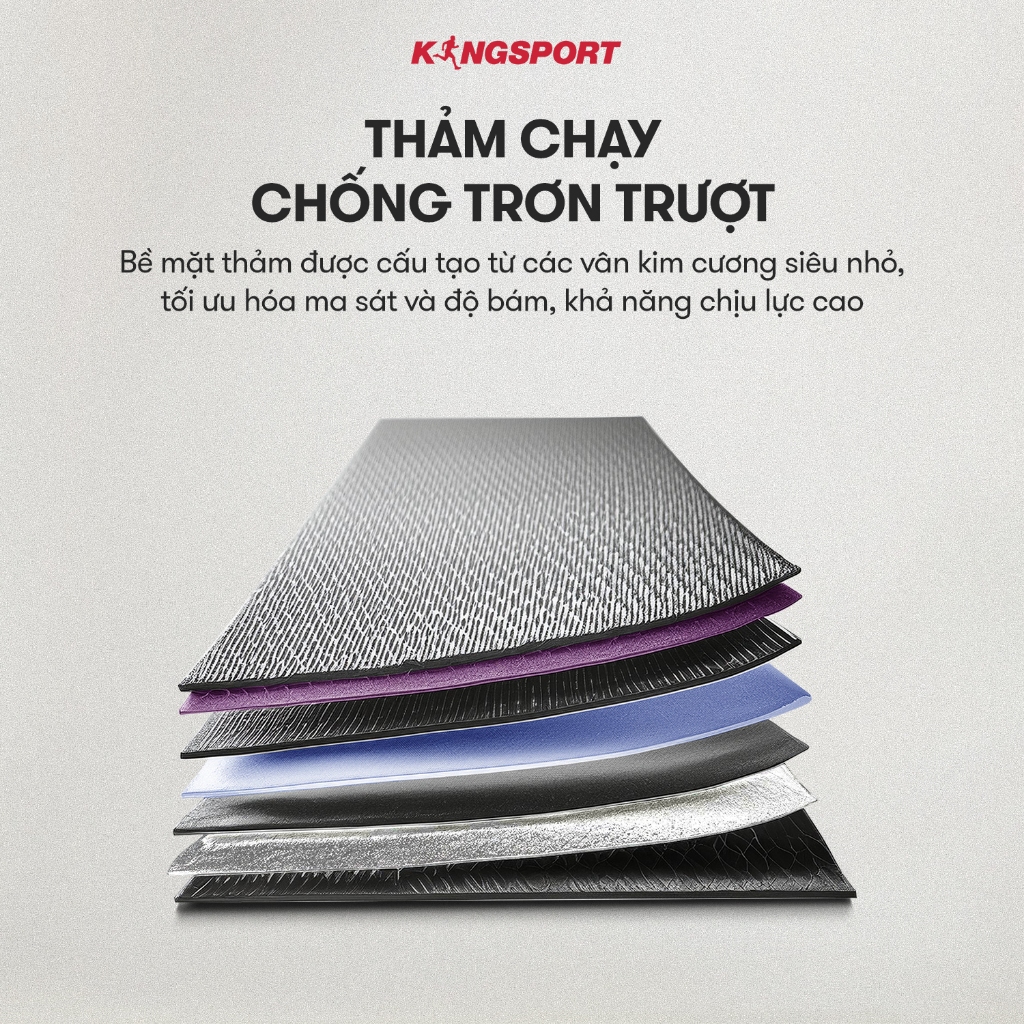 CHỈ GIAO MIỄN BẮC | Máy chạy bộ KINGSPORT ABC thảm chạy kim cương, tốc độ tối đa 8km/h, kèm khóa an toàn