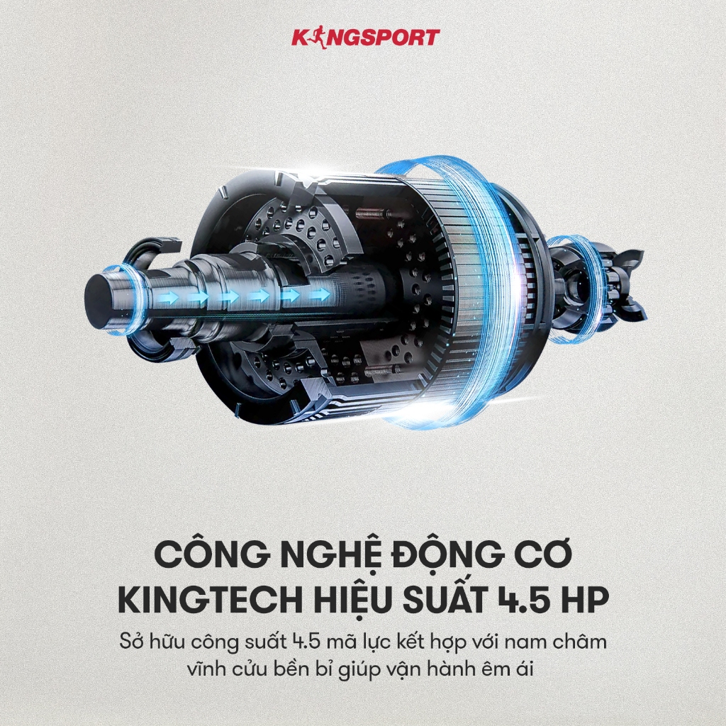 CHỈ GIAO MIỀN BẮC | Máy chạy bộ KINGSPORT Luxury KS-2050 tốc độ đến 18,8km/h, 12 bài luyện tập, tra dầu tự động