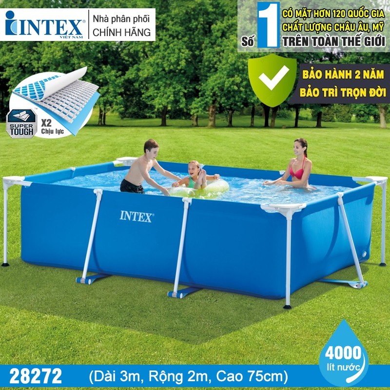 Ảnh Bể bơi thành cao, khung kim loại chữ nhật, gấp gọn INTEX - Bể bơi cho bé, bể bơi kim loại, bể bơi di động 1