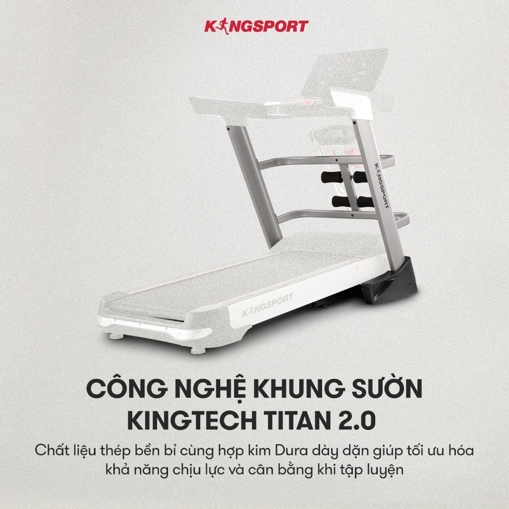 CHỈ GIAO MIỀN BẮC | Máy chạy bộ KINGSPORT Luxury KS-2050 tốc độ đến 18,8km/h, 12 bài luyện tập, tra dầu tự động