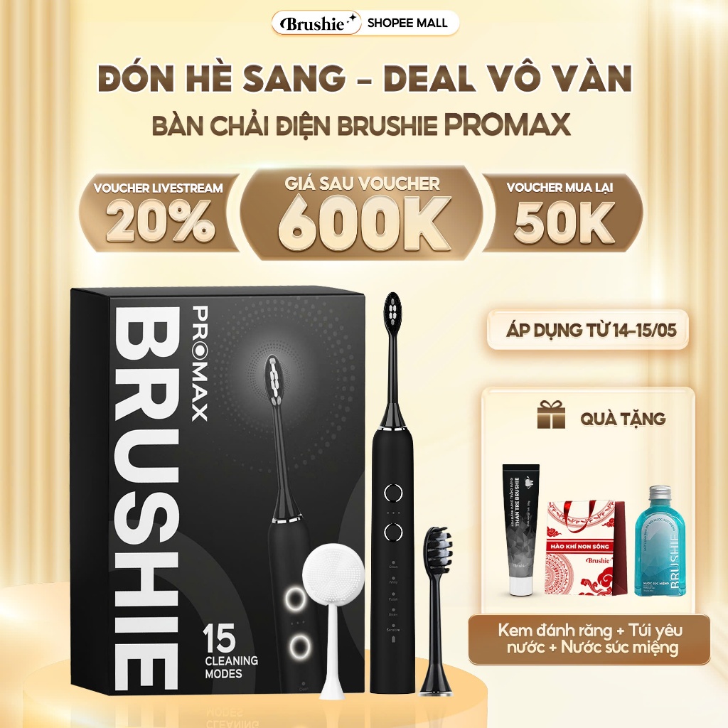 Đánh Giá Bàn Chải Điện Brushie Promax 2025: 15 Chế Độ, Rửa Mặt 2in1