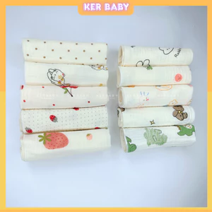 Set 5 - 10 khăn xô sữa muslin 2 lớp vắt sổ siêu thấm hút,mềm mại dành cho bé sơ sinh Size 28x28cm Kerbaby