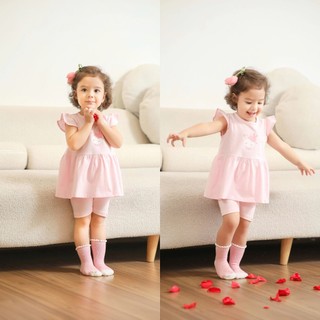 M&B (6M-3Y) Bộ quần áo lửng cánh tiên 100% cotton thoáng mát, hoạ tiết đáng yêu dành cho bé gái từ 7kg4 đến 15kg