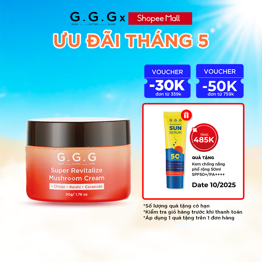 Ảnh Kem Nấm Dịu Da, Cấp Ẩm Chuyên Sâu, Phục Hồi & Tái Tạo Da - G.G.G Super Revitalize Mushroom Cream 50g 1