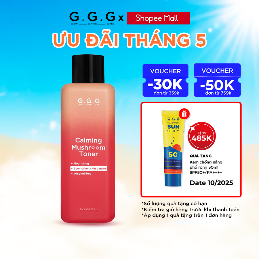 Ảnh Toner Nấm Không Cồn Cấp ẩm Dịu Da Tức Thì - G.G.G Calming Mushroom Toner 200ml 1