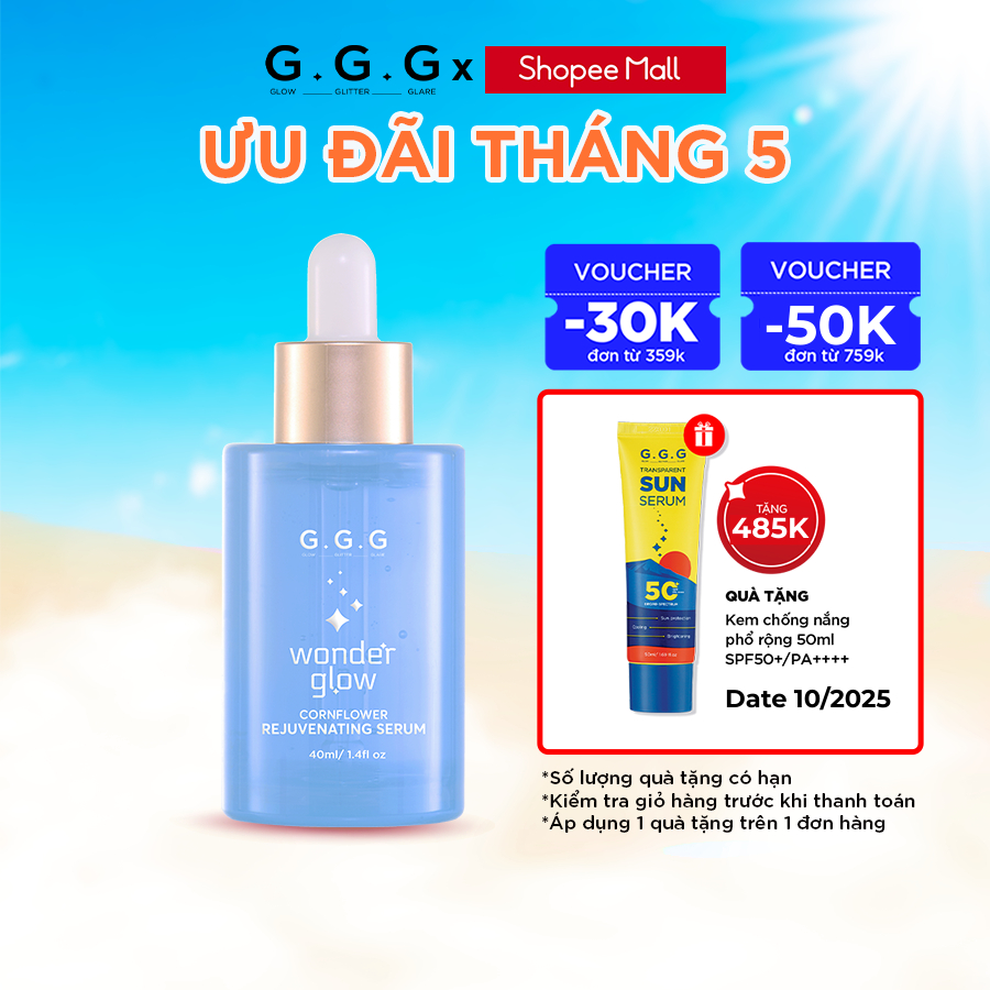 Ảnh Serum Xanh, Cấp ẩm sâu, Hỗ trợ Mờ nếp nhăn, Ngăn ngừa lão hóa - G.G.G Wonder Glow Rejuvenating Serum 40ml 1