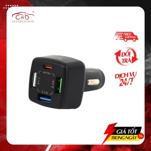 Tẩu Sạc 3 Cổng USB 2.4A 10W Và 1 Cổng Type C PD20W CIND