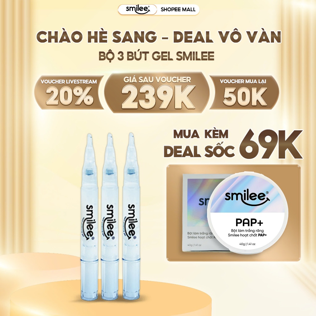 Ảnh Bộ 3 bút gel làm trắng răng Smilee dùng cùng bộ kít trắng răng Smilee Extra và Smilee Max 1