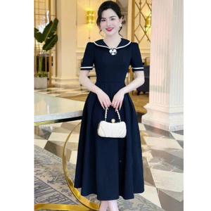 Đầm Xòe Kết Bông Thời Trang Phối Viền Mới TRẮNG Dịu Dàng Xinh Xắn