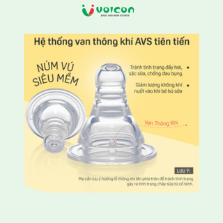 Núm ty cổ hẹp Pigeon siêu mềm chính hãng tích hợp van chống sặc cao cấp an toàn cho bé từ sơ sinh