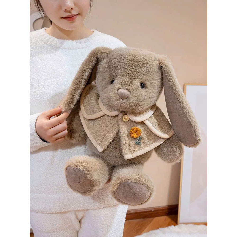 Gấu Bông Thỏ Tai Cụp Khoác Áo Choàng Quý Tộc Lông Mềm Mại Dễ Thương Quà Tặng Sang Trọng Cho Bạn Gái,Cho Bé