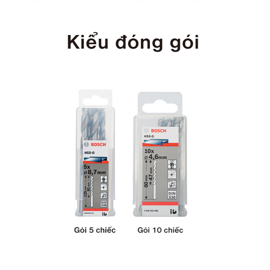 Bộ mũi khoan sắt 10 mũi HSS-G Bosch 2608595064