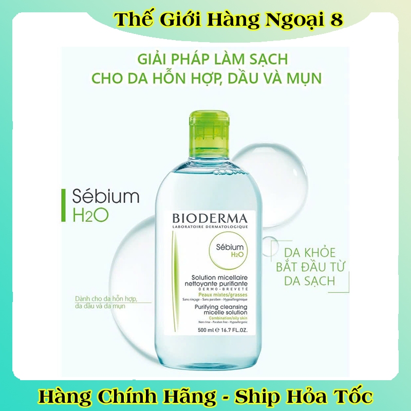 [CHÍNH HÃNG] Nước Tẩy Trang Bioderma Dành Cho Da Dầu Mụn Và Da Nhạy Cảm, Sạch Sâu Lành Tính 500ml của Pháp