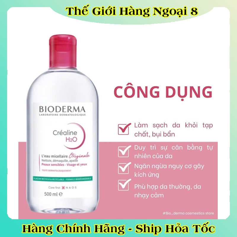 [CHÍNH HÃNG] Nước Tẩy Trang Bioderma Dành Cho Da Dầu Mụn Và Da Nhạy Cảm, Sạch Sâu Lành Tính 500ml của Pháp