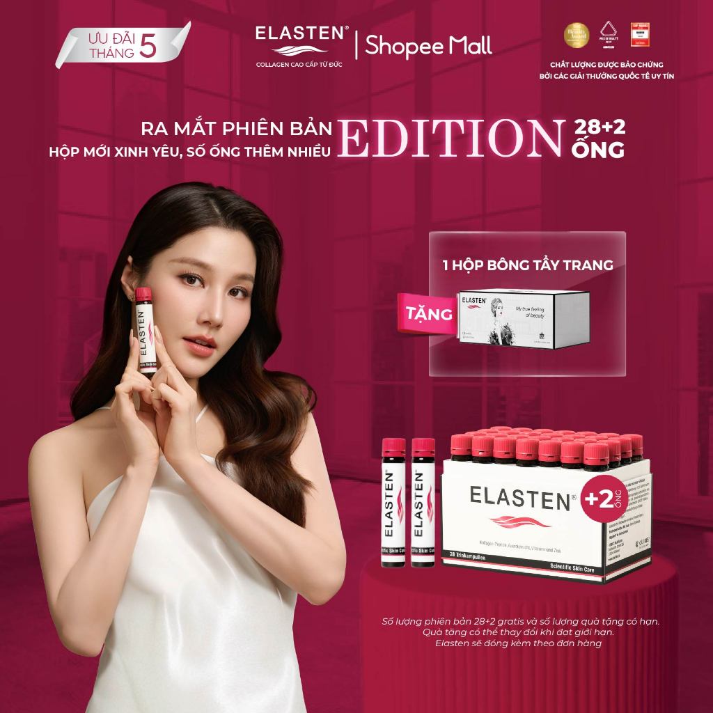 Ảnh 1 Hộp Collagen Elasten Giúp Da Căng Mịn, Chống Lão Hóa, Hỗ Trợ Cho Tóc Chắc Khỏe 28 ốngx25ml 1