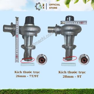 Đầu bơm nước gắn máy cắt cỏ 7T/9T trục 26-28mm - Hợp kim nhôm chống ăn mòn, kèm phụ kiện_ Agrimachi