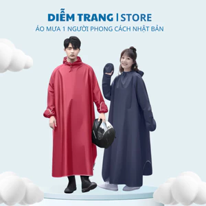 Áo mưa trùm đi xe không xẻ tà có kính chắn nước phong cách Nhật Bản vải dày cao cấp chống thấm tốt ( Hàng Đẹp )