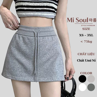 Chân Váy Umi MiSoul Dáng A Lưng Cao BigSize Phối Dây Rút Có Lót Trong, Váy Ngắn Dây Rút Thể Thao 316