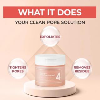 Nước hoa hồng dạng miếng NUMBUZIN No.4 Pore Zero Peeled Egg hỗ trợ se khít lỗ chân lông 70Pads/190ml