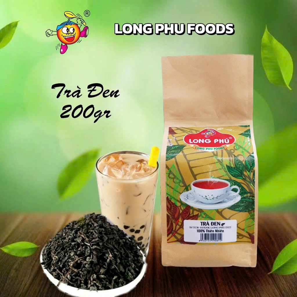 Trà Đen Túi Nâu Long Phú Gói 200g - Nguyên Liệu Trà Sữa, Nước Trà, Thơm Lâu, Đậm Vị