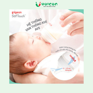 Núm Vú Silicone Siêu Mềm Pigeon Plus WN3 Phiên Bản Quốc Tế Cổ Rộng Cao Cấp Chống Sặc Cho Bé Sơ Sinh