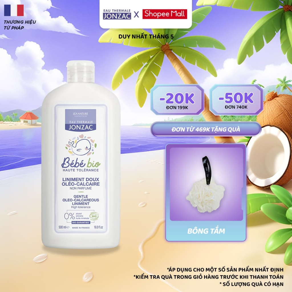 Ảnh Dung dịch vệ sinh chống hăm tã hữu cơ JONZAC - Giữ ẩm làm mềm nuôi dưỡng làn da bé (500Ml-1L) 1