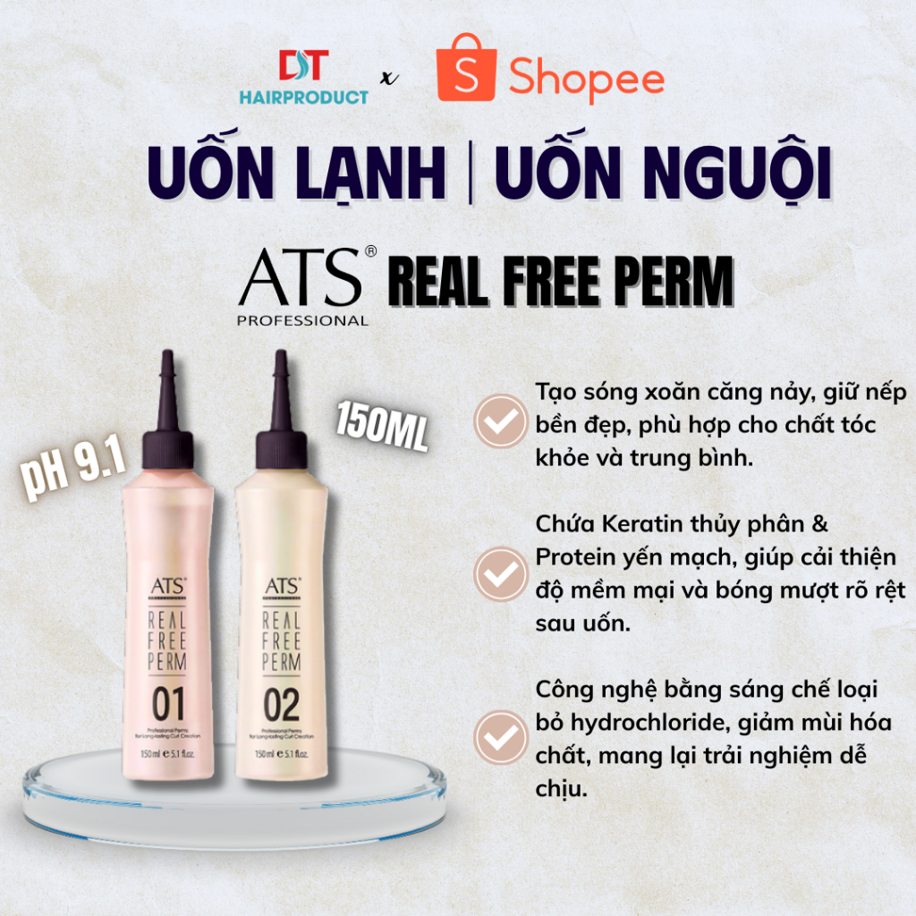 Thuốc Uốn Lạnh, Uốn Nguội ATS Real Free Perm 150ml x2chai – Uốn Trực ...