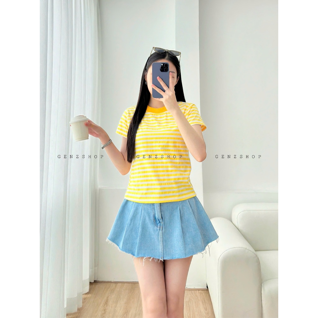 Áo Thun Sọc Ngang Form Babytee  Màu Trung Tính Áo Form Vừa  BBT26