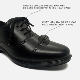 Giày Tây Nam Da Bò IGU Oxford Đế Khâu,Giày Da Công Sở Cao Cấp Tăng Chiều Cao Cột Dây Trẻ Trung,Sang Trọng.