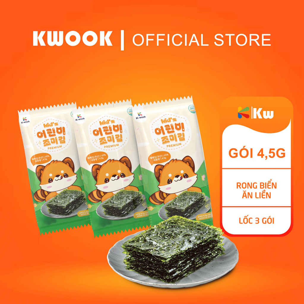[LỐC 3 GÓI] Rong Biển Ăn Liền Gấu Mèo Kwook Cho Bé (4.5g x 3 gói ...