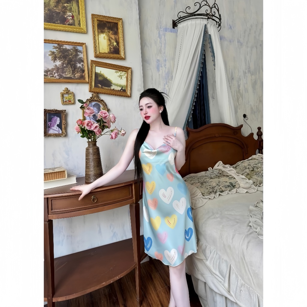Ảnh Đầm ngủ Váy ngủ cao cấp Hisexy Lụa Satin Dáng Xuông Liền Thân MD97 1