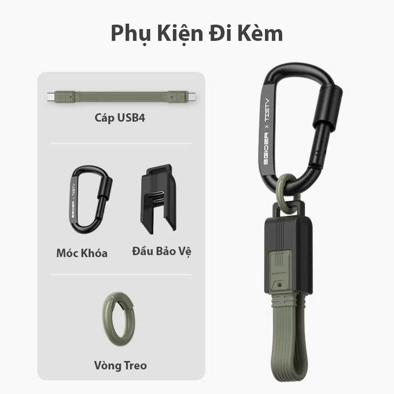 Dây cáp sạc nhanh type C - Truyền dữ liệu tốc độ cao 40Gbps - USB4 - hãng EGIOZR 240W - hình ảnh 8K – Dài 14cm