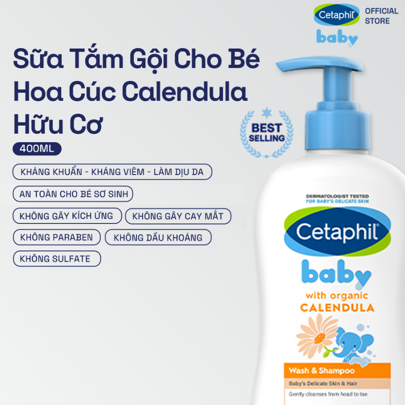 Ảnh Sữa tắm gội dịu lành cho bé CETAPHIL BABY WASH & SHAMPOO WITH ORGANIC CALENDULA 400ML 1