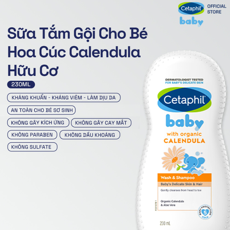 Ảnh Sữa tắm gội dịu lành cho bé CETAPHIL BABY WASH & SHAMPOO WITH ORGANIC CALENDULA 230ML 1