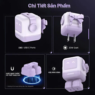 Bộ sạc nhanh Ugreen Robot 30W/65W kèm cáp USB-C 60W/100W dành cho iPhone 15, iPhone 16 - Bảo hành 18 tháng 1 đổi 1