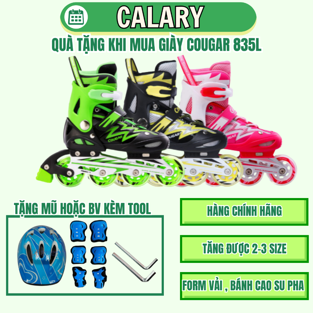 Ảnh Giày Trượt Trẻ Em Cougar 835L Có Nút Chỉnh Size Tiện Lợi Có Form Giầy Chắc Chắn, Phanh Chân An Toàn 1