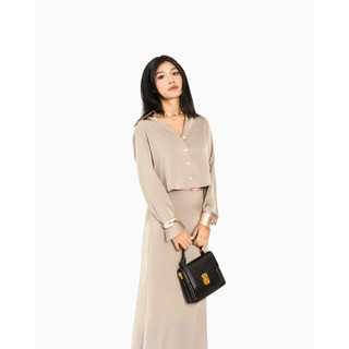 Áo Sơ Mi Lụa Nữ JP FASHION Vải Lụa Cao Cấp Mềm Mại, Sơ Mi Lụa Form Lửng Tay Dài 10611764