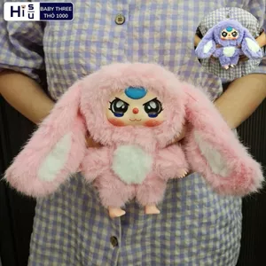 Móc khóa thỏ tai cụp 1000%, Móc Khóa Gấu Bông mặt nhựa mắt lé,dora,rưng cao cấp