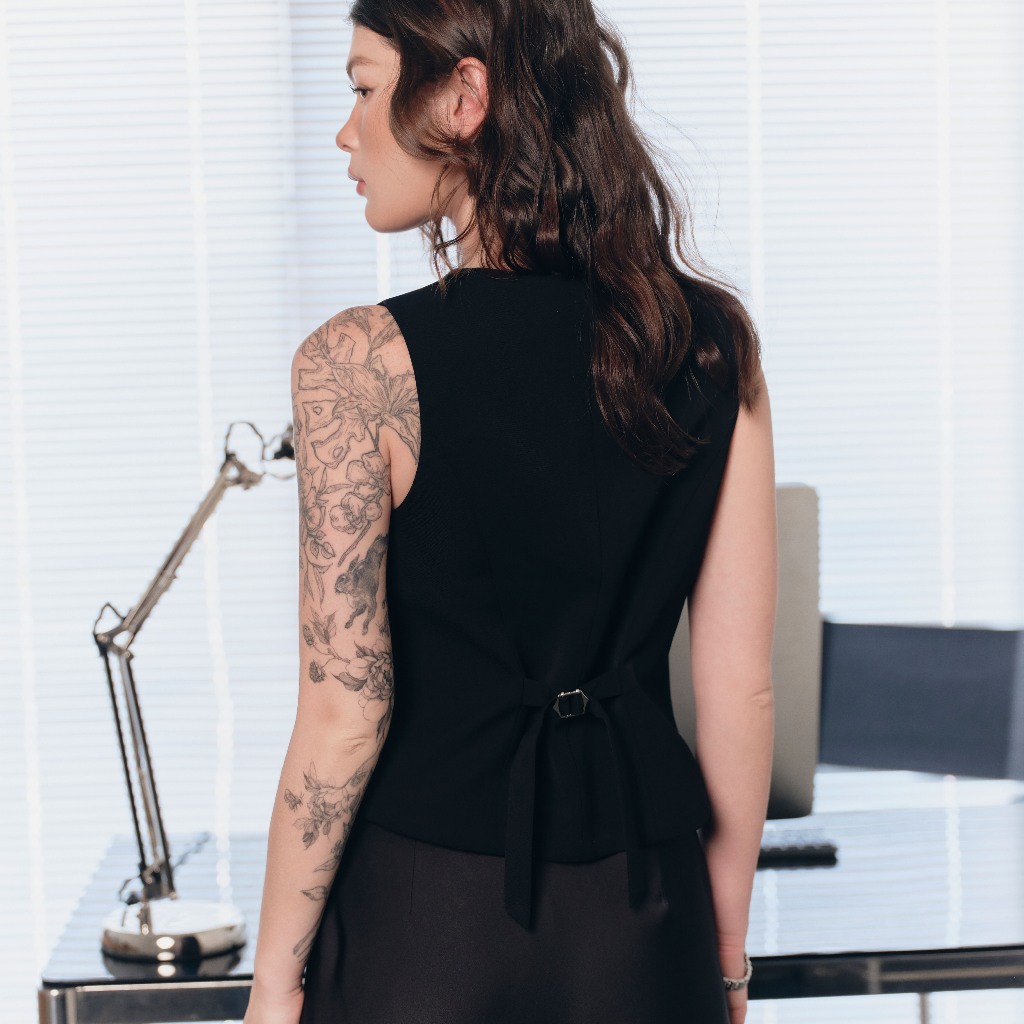 Ảnh DOTTIE - Áo gi lê dáng Tailored - Đen - T1087 4
