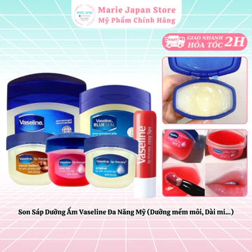 Son Sáp Dưỡng Ẩm Vaseline Đa Năng Mỹ (Dưỡng mềm môi, Dài mi...) - Marie Japan
