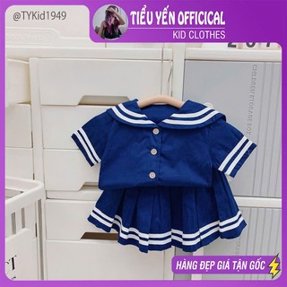 Quần áo trẻ em, Bộ thủy thủ bé gái mặc đi học đi chơi, vải thô mềm S1949 | Tiểu Yến KID