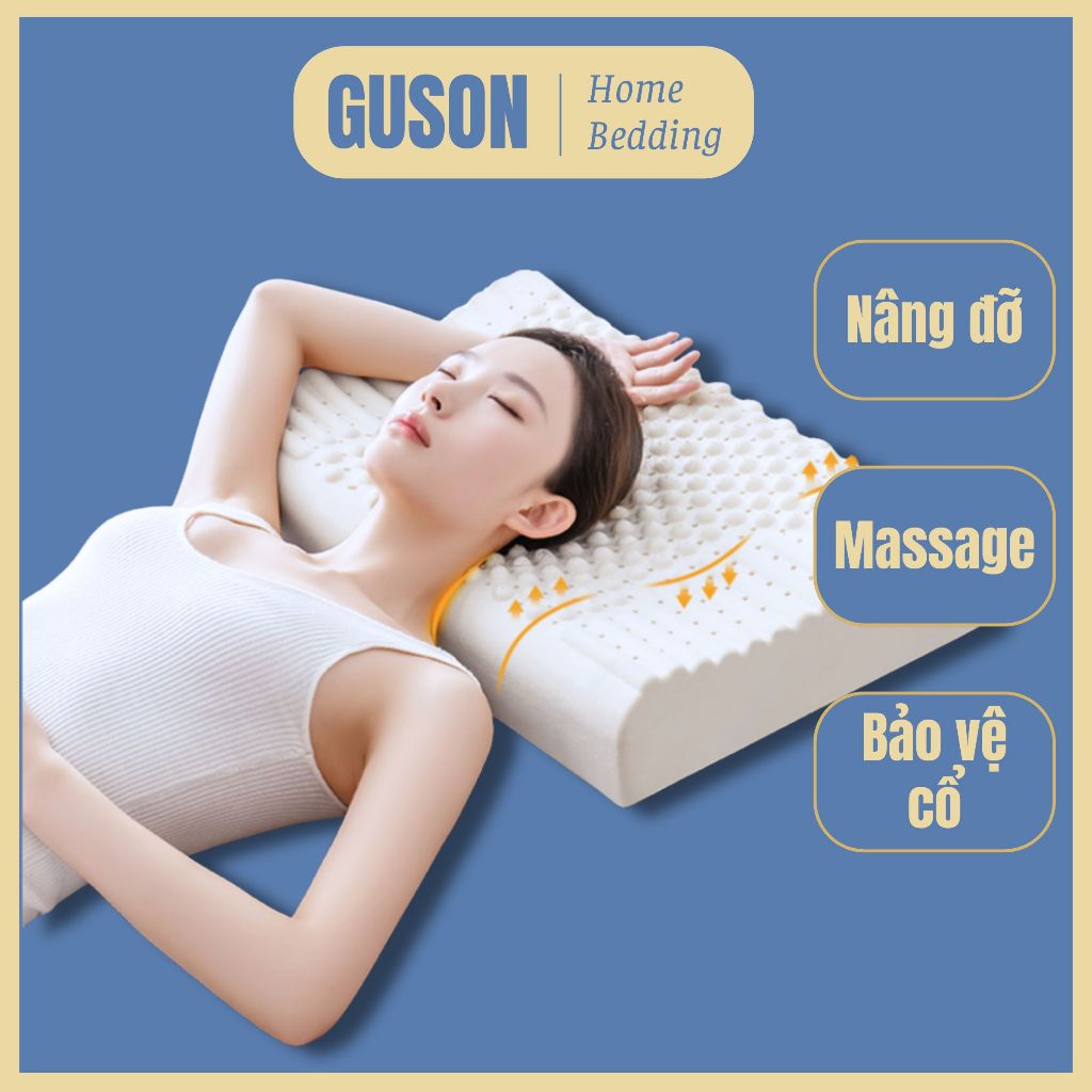 GUSON Gối cao su thiên nhiên massage cổ, giảm đau cổ vai gáy, lưu thông máu, giảm ngủ ngáy