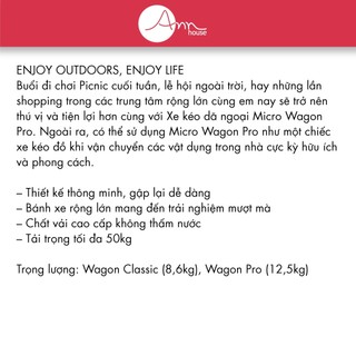 Xe kéo dã ngoại - Xe kéo du lịch Micro Wagon - Gấp gọn nhanh - Thương hiệu Thuỵ Sĩ