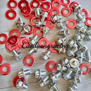 Ốc Chân Gương inox304 + long đền đỏ Takegawa chân ốc 10li Ren Thuận Salaya - Phụ Kiện Xe Máy caoduongracing
