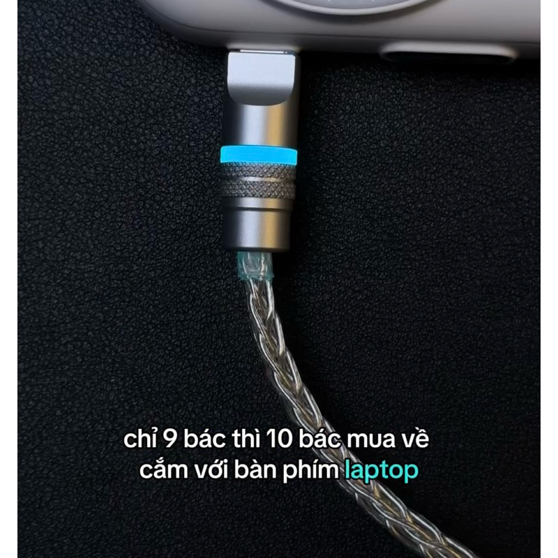 Cáp Sạc Nhanh 60W Type C - Có đèn LED Đầu Sạc - Dây bên 8 sợi dài 1 Mét - Truyền Dữ Liệu 480Mbps